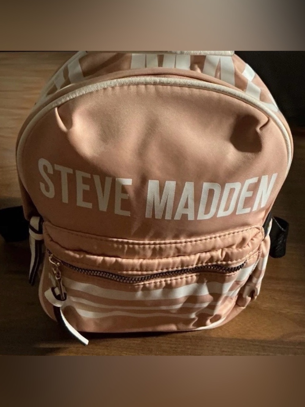 Steve Madden Peach Stripe Mini Backpack nwot - Picture 2 of 6